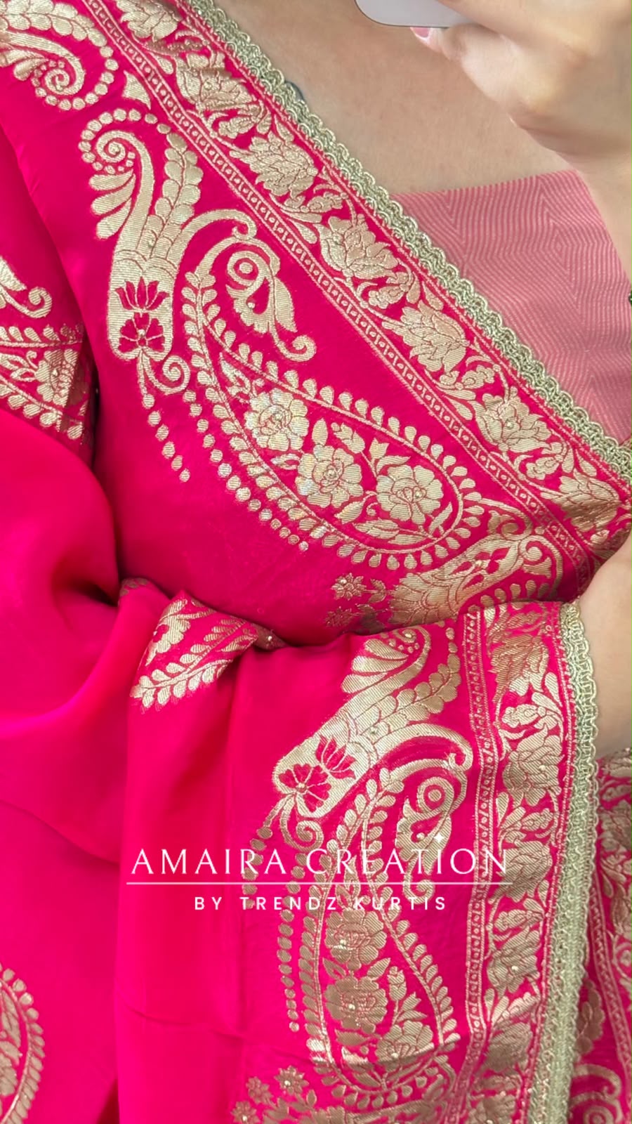 Premium Shimmer Silk Pink Colour unstitched Suit With Banarasi Dupatta