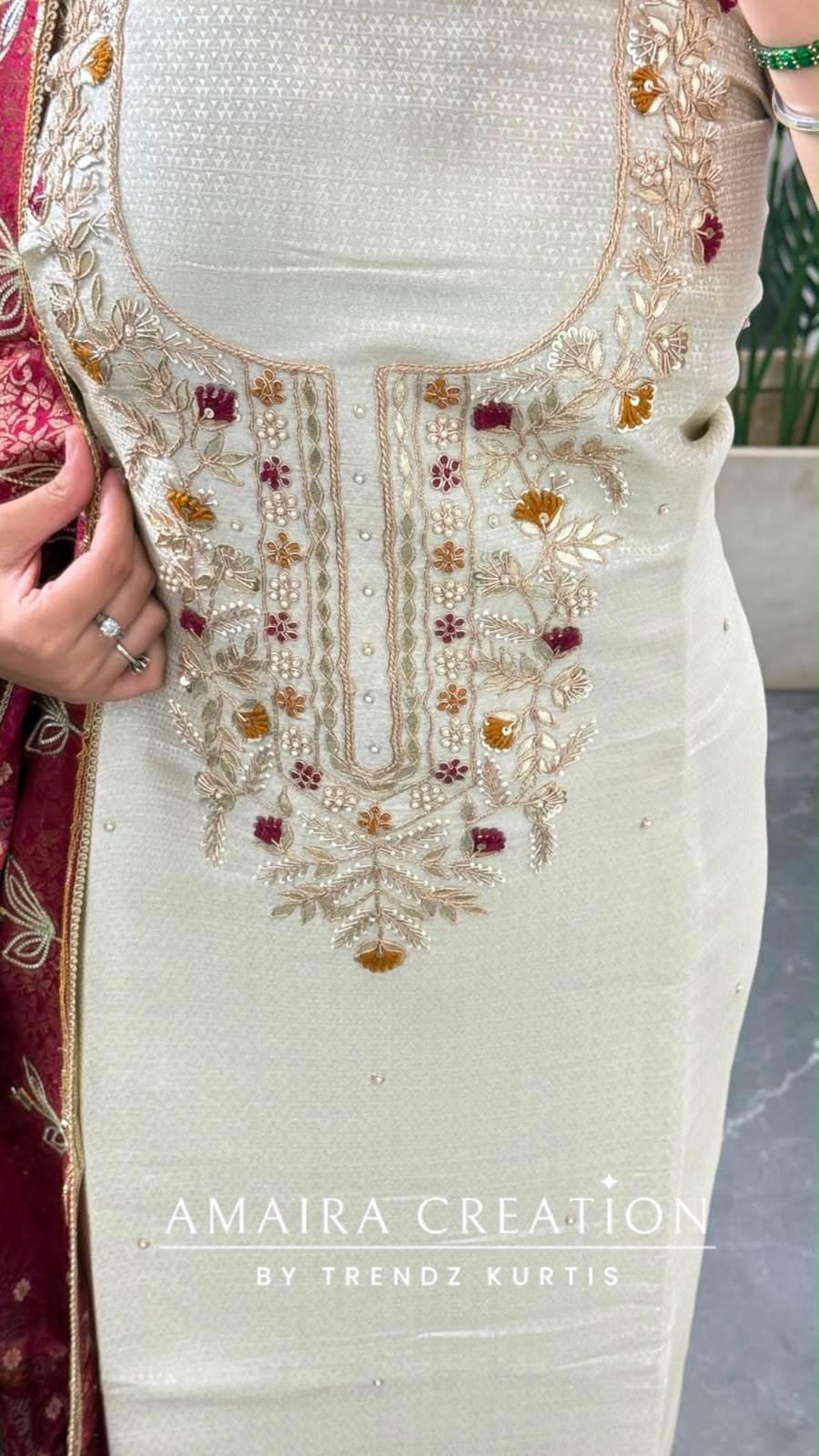 Premium Banarasi Silk Ivory Colour Unstitched Suit With Jacquard Dupatta