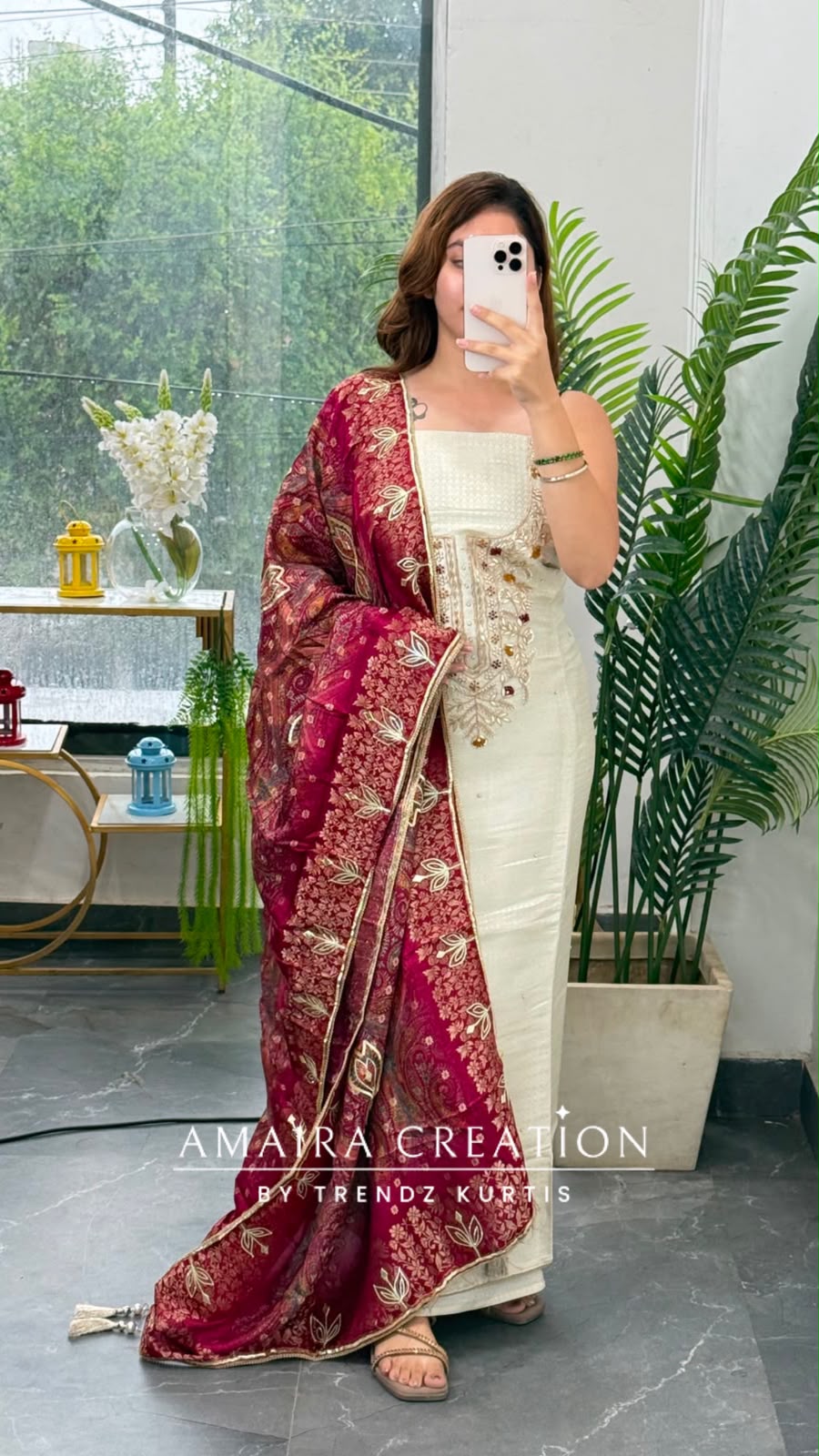 Premium Banarasi Silk Ivory Colour Unstitched Suit With Jacquard Dupatta