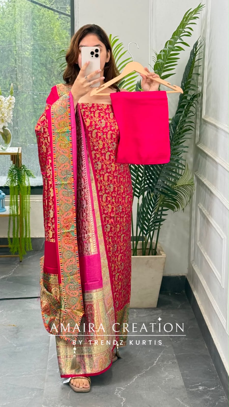 Premium Banarasi Brocket Fabric Magenta Colour Unstitched Suit With Royal Dupatta