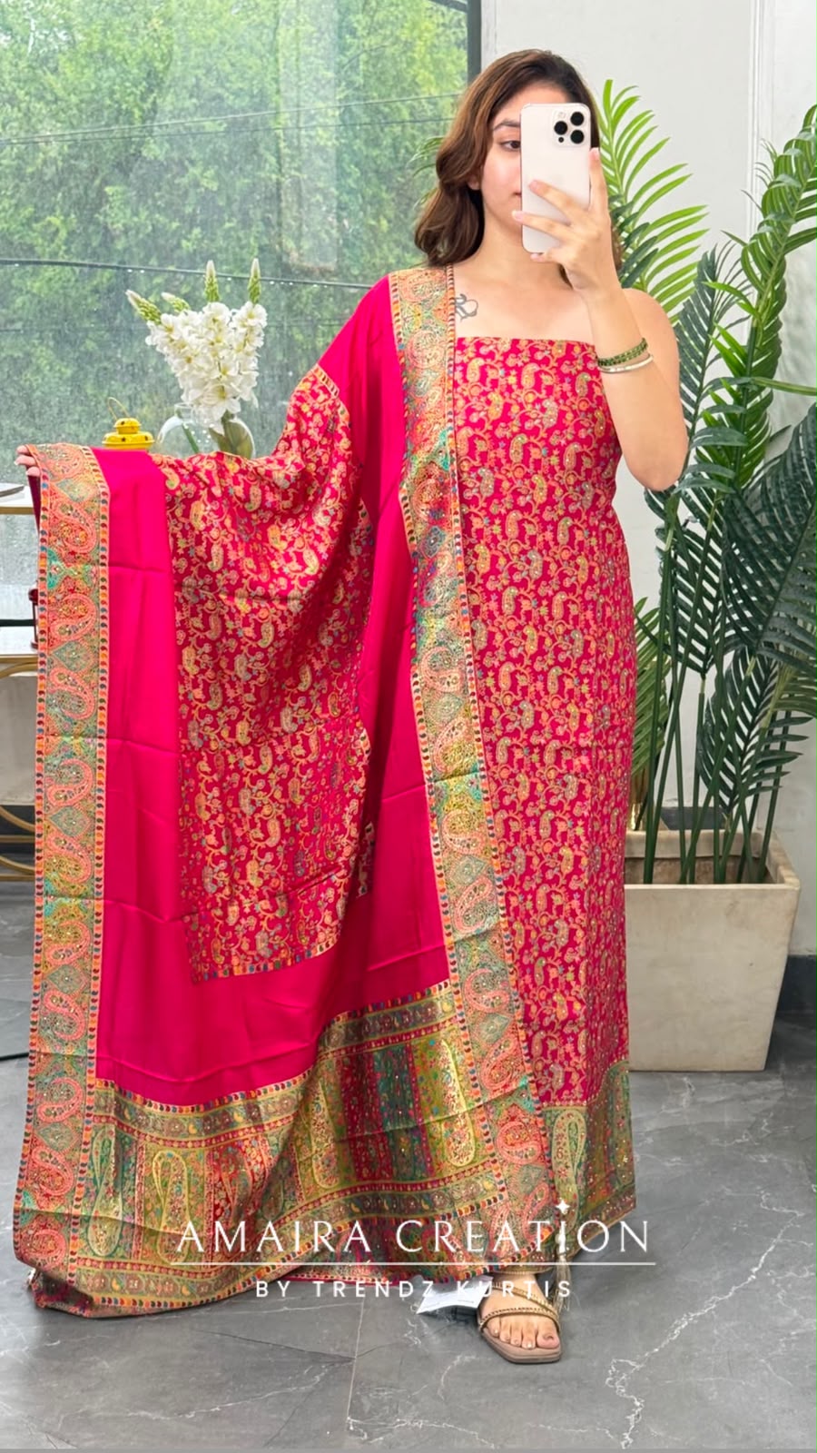 Premium Banarasi Brocket Fabric Magenta Colour Unstitched Suit With Royal Dupatta