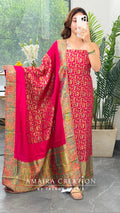 Premium Banarasi Brocket Fabric Magenta Colour Unstitched Suit With Royal Dupatta