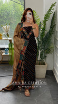 Premium Cotton Dark Brown Colour Unstitched Suit With Beautiful Muslin Fabric Dupatta