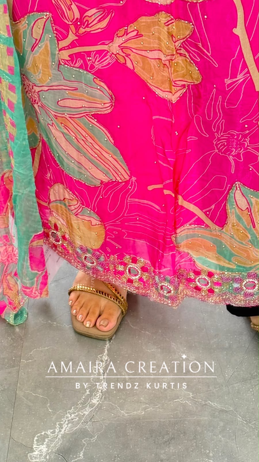 Premium Organza Fabric Pink Colour Beautiful Work Detailing With Fully Handwork Chiffon Dupatta