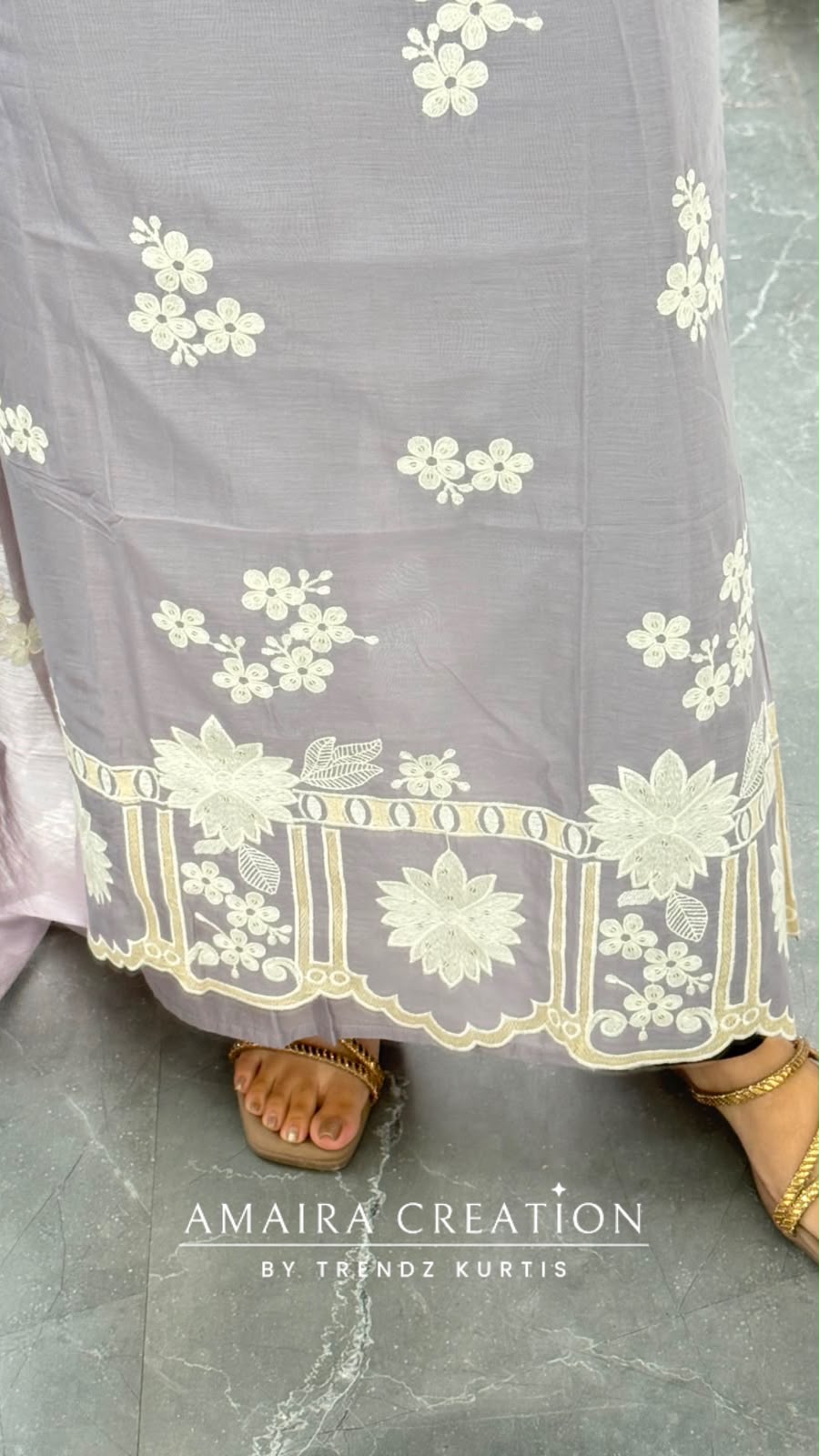 Premium MulChanderi Lavender-Grey colour Beautiful Embroidered Unstitched Suit With Full Embroidered Dupatta