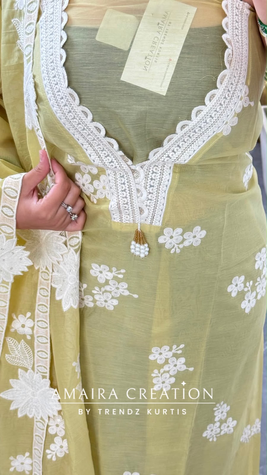 Premium MulChanderi Light Lemon Colour Beautiful Embroidered Unstitched Suit With Full Embroidered Dupatta