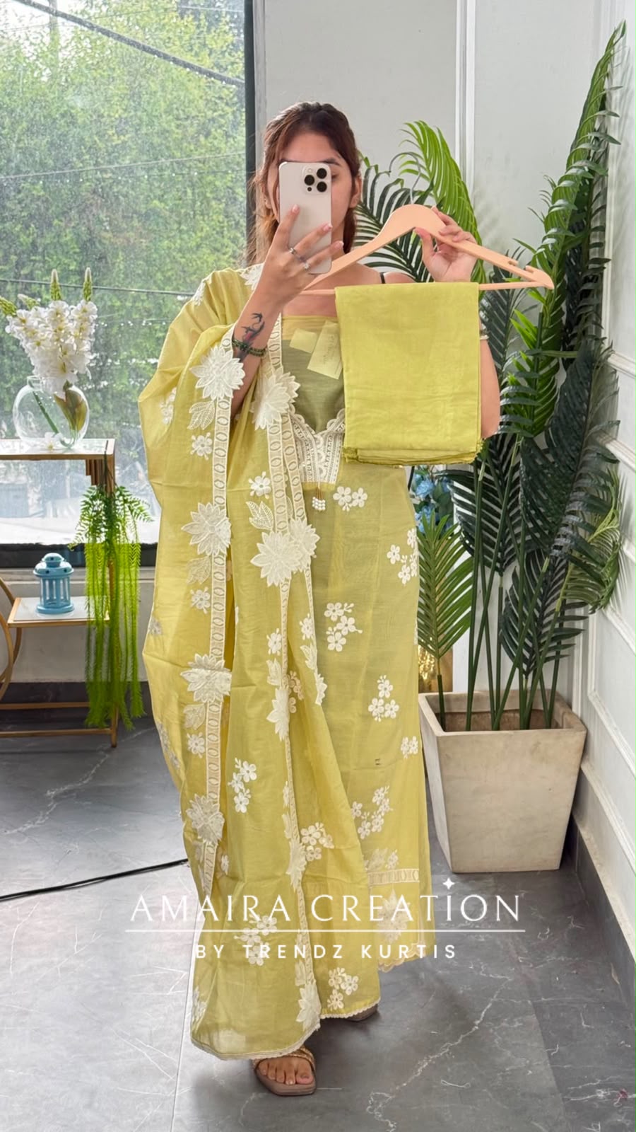 Premium MulChanderi Light Lemon Colour Beautiful Embroidered Unstitched Suit With Full Embroidered Dupatta