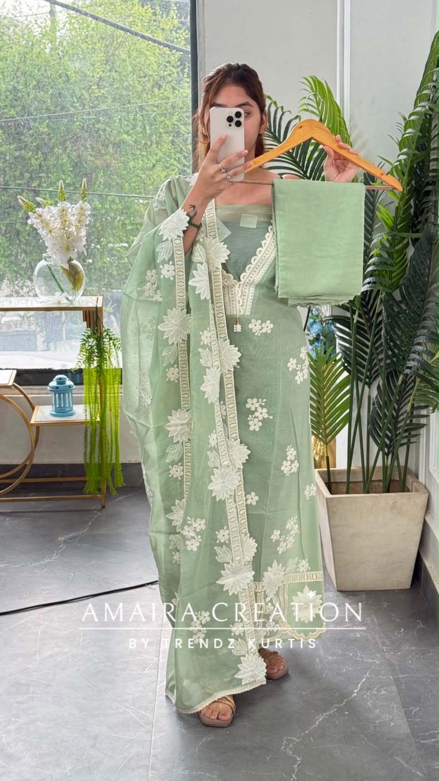 Premium MulChanderi Sea Light Green Colour Beautiful Embroidered Unstitched Suit With Full Embroidered Dupatta