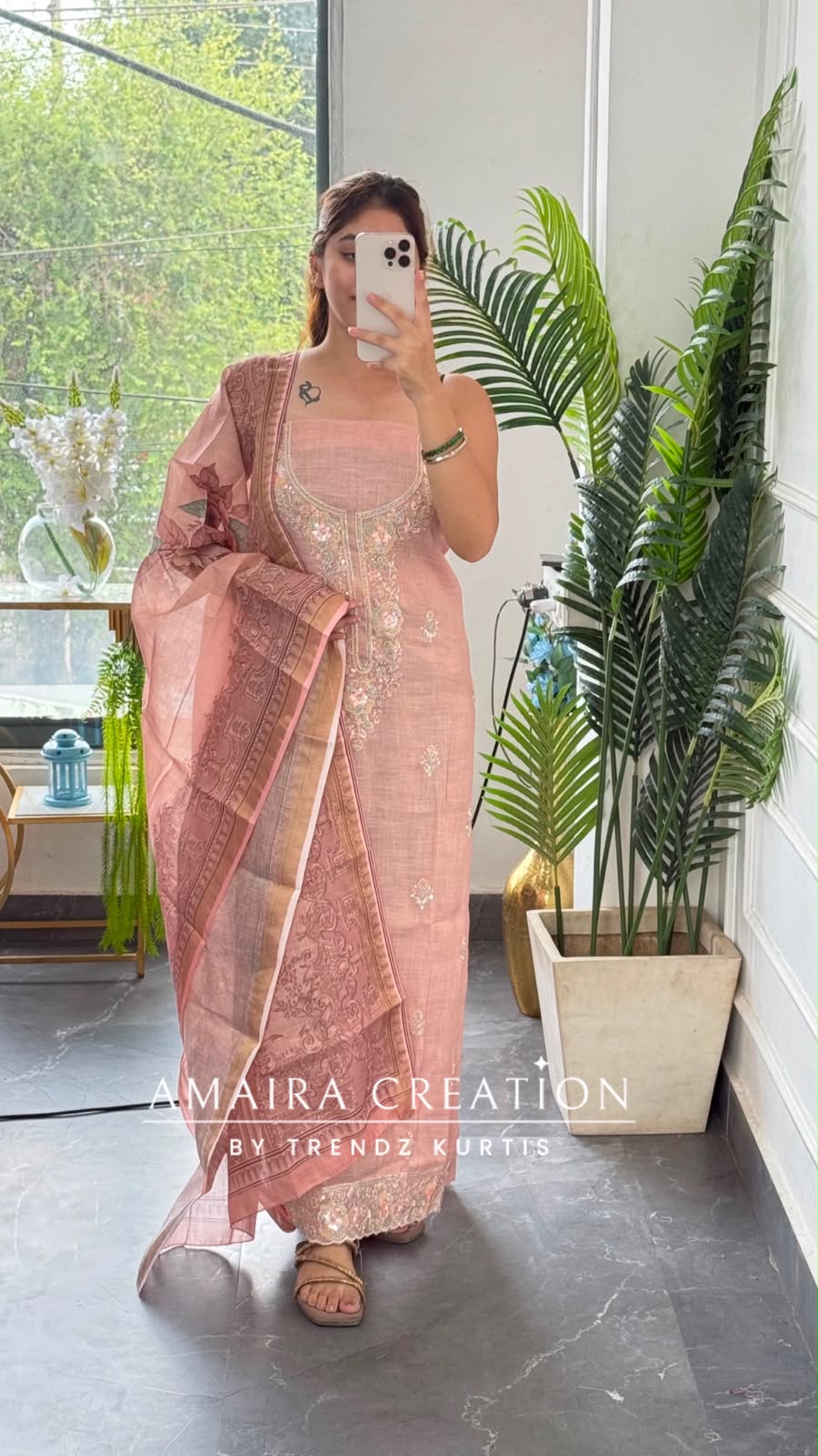 Premium Shimmer Silk Peach Colour Unstitched Suit With Silk Fabric Printed Dupatta