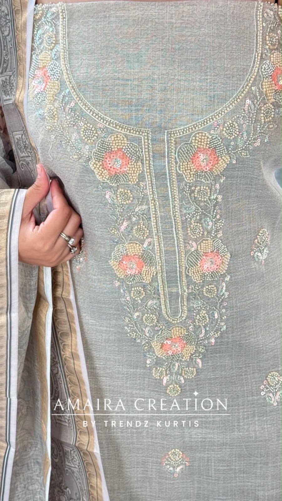 Premium Shimmer Silk Grey Colour Unstitched Suit With Silk Fabric Printed Dupatta