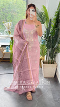 Premium Shimmer Silk Pink Colour Unstitched Suit With Silk Fabric Printed Dupatta
