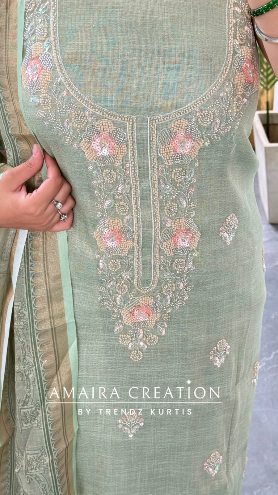 Premium Shimmer Silk Green Colour Unstitched Suit With Silk Fabric Printed Dupatta