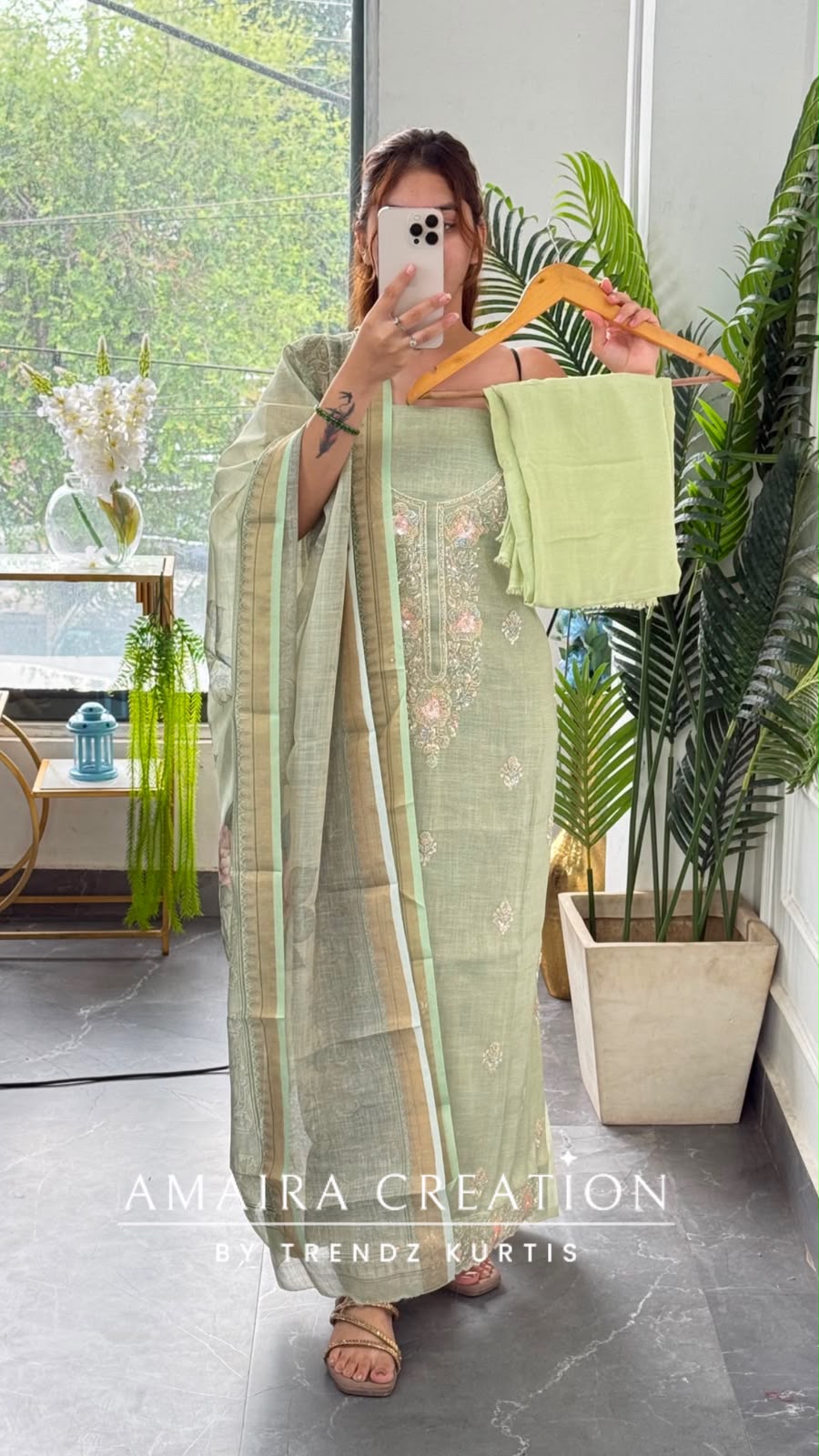 Premium Shimmer Silk Green Colour Unstitched Suit With Silk Fabric Printed Dupatta