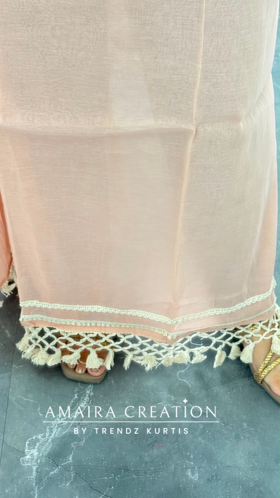 Premium Mul Chanderi Peach Colour Beautiful Mirror Work Unstitched Suit