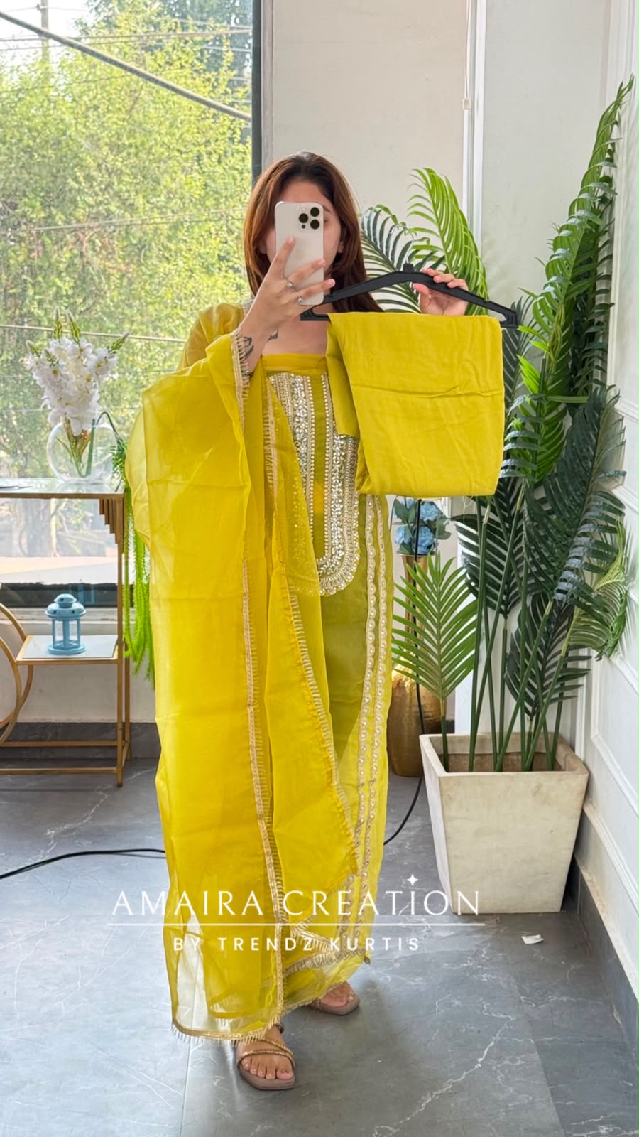 Premium Organza Fabric Neon Colour Beautiful Work Detailing & Zabardast Dupatta