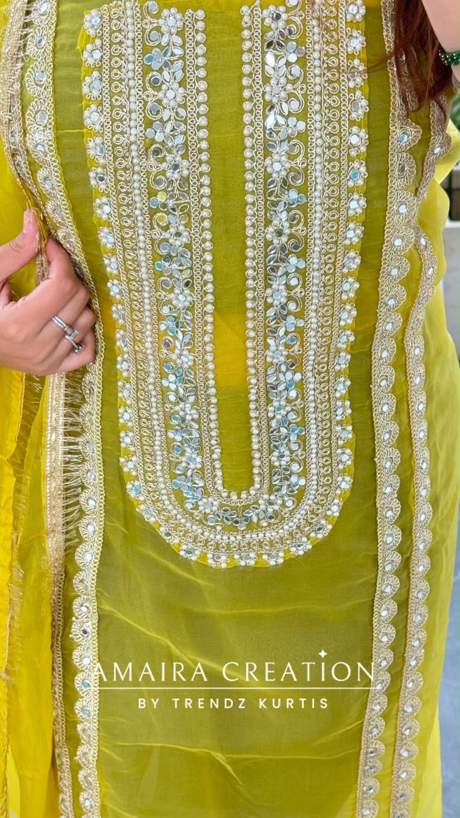 Premium Organza Fabric Neon Colour Beautiful Work Detailing & Zabardast Dupatta