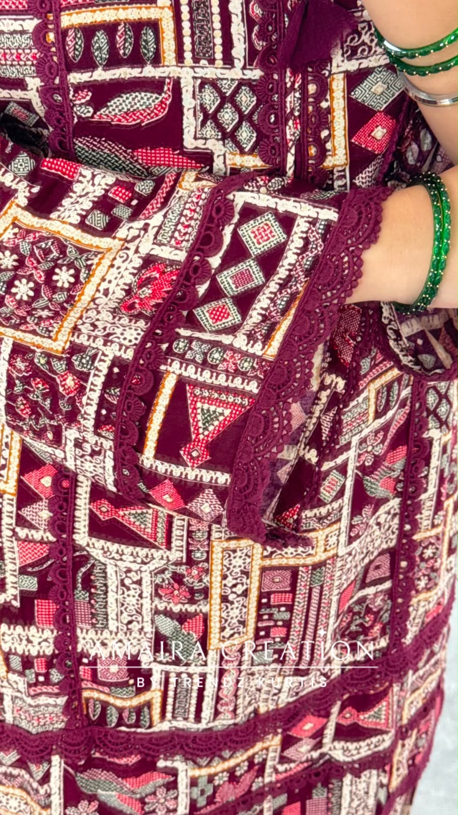 Zaitoon (Farsi Salwar Set) (Wine Colour)