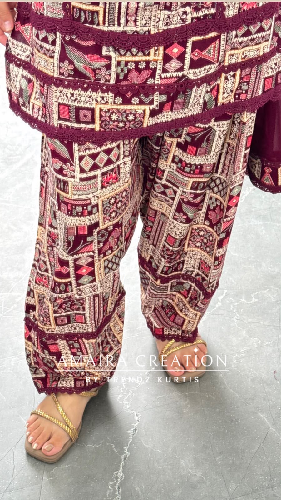 Zaitoon (Farsi Salwar Set) (Wine Colour)