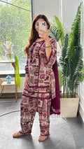 Zaitoon (Farsi Salwar Set) (Wine Colour)