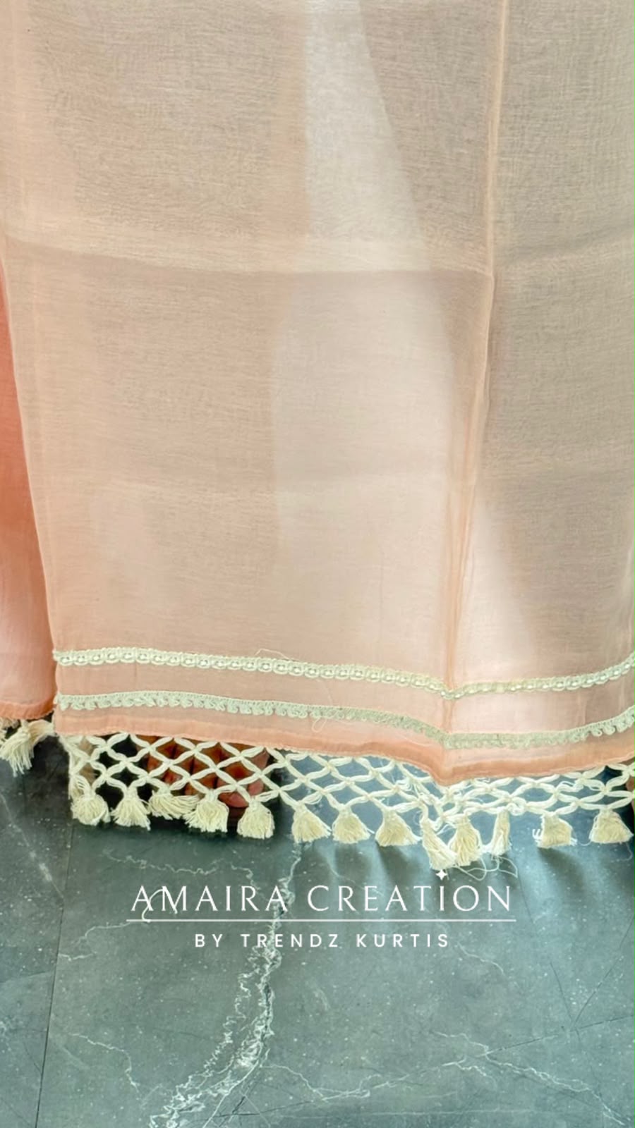 Premium Mul Chanderi Colour Peach Beautiful Thread & Mirror Work Detailing Unstitched Suit