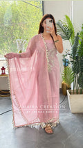 Premium Mul Chanderi Pink Colour Beautiful Thread & Mirror Work Detailing Unstitched Suit