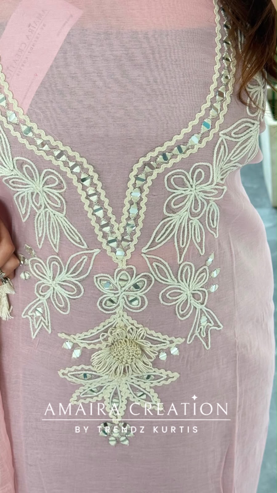 Premium Mul Chanderi Pink Colour Beautiful Thread & Mirror Work Detailing Unstitched Suit