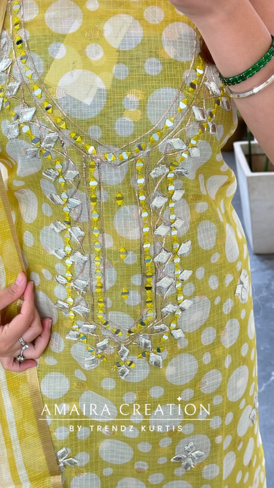Premium Kota Doria Polka Dot Pattern Neon Colour Unstitch Suit