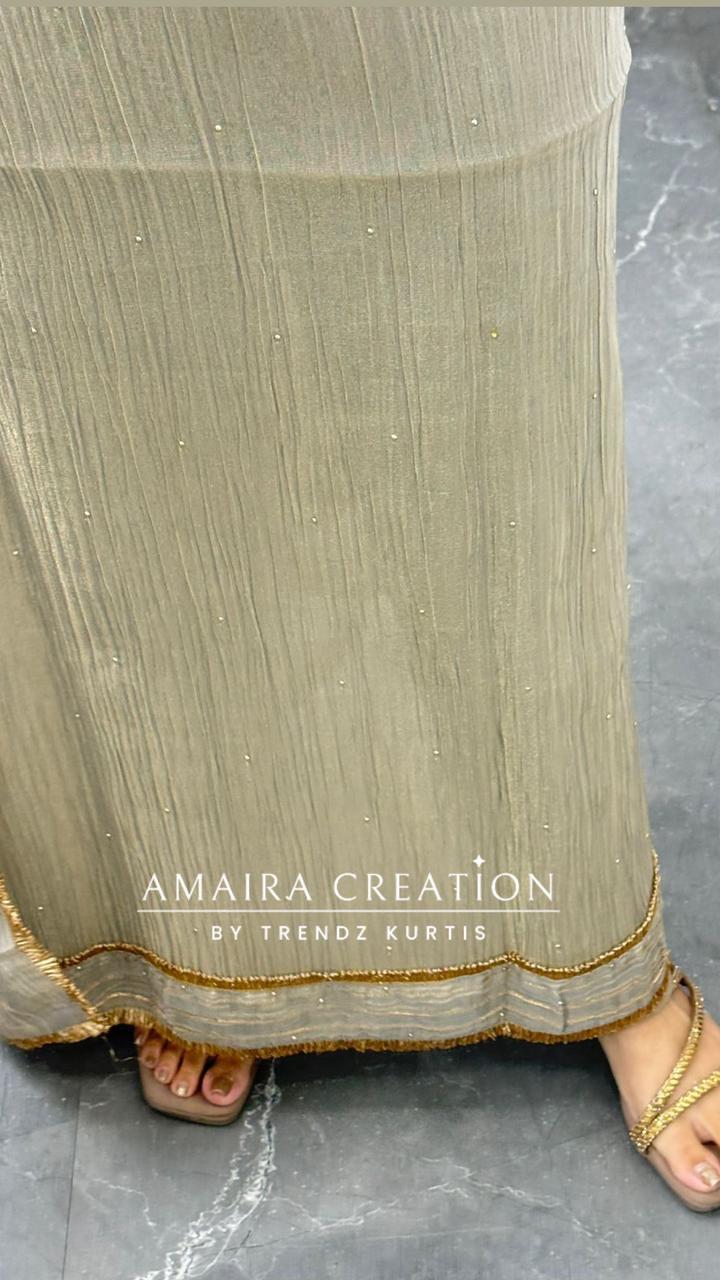 Premium Crush Tissue Beautiful Work Dealtailing Unstitched Suit