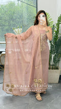 Premium Crush Tissue Peach Colour Beautiful Work Dealtailing Unstitched Suit