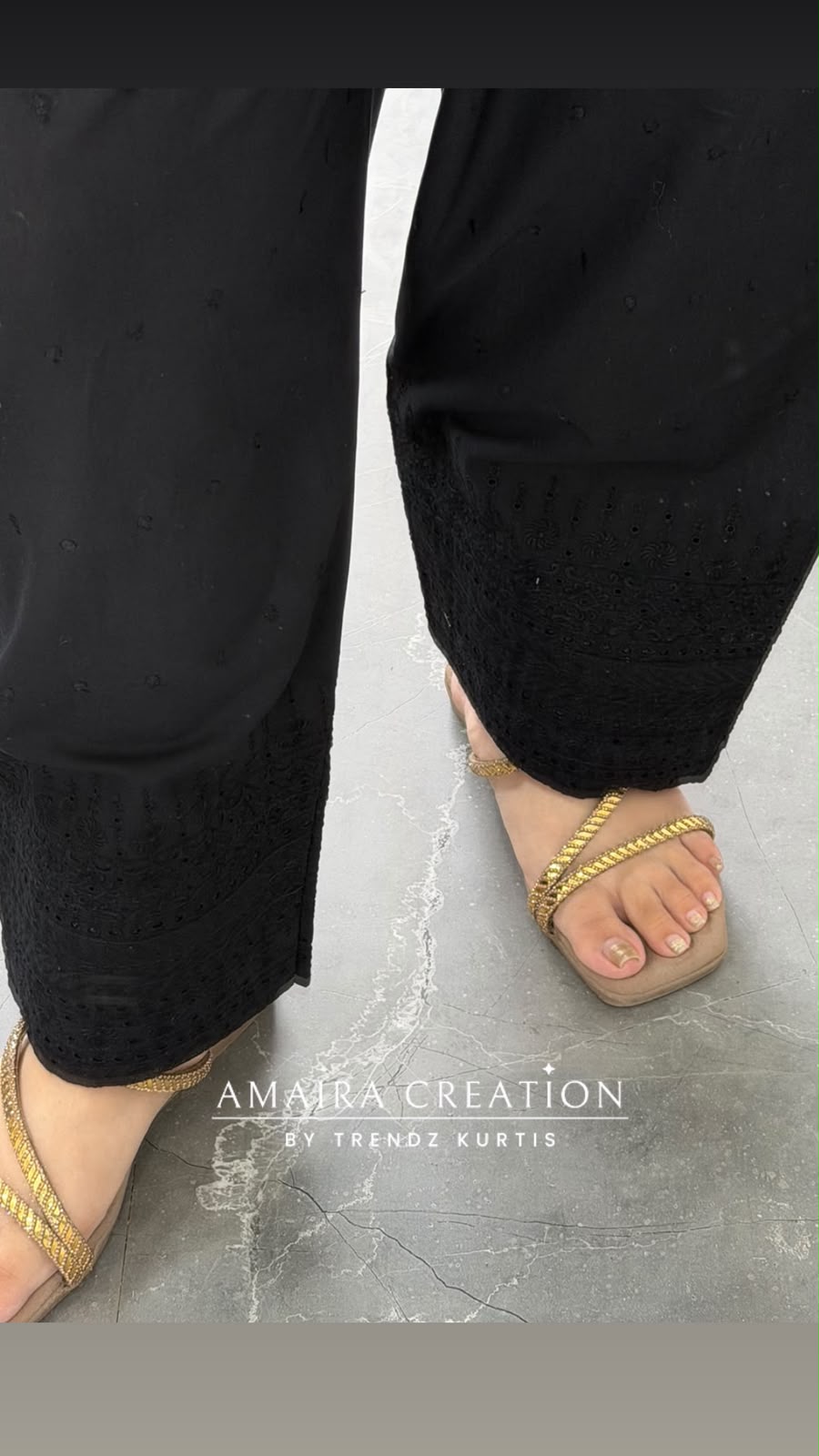 Premium Cotton Black Colour Chikan Farsi (bottom only)
