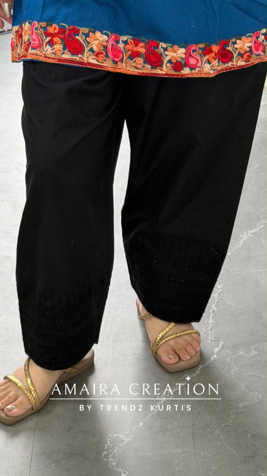 Premium Cotton Black Colour Chikan Farsi (bottom only)