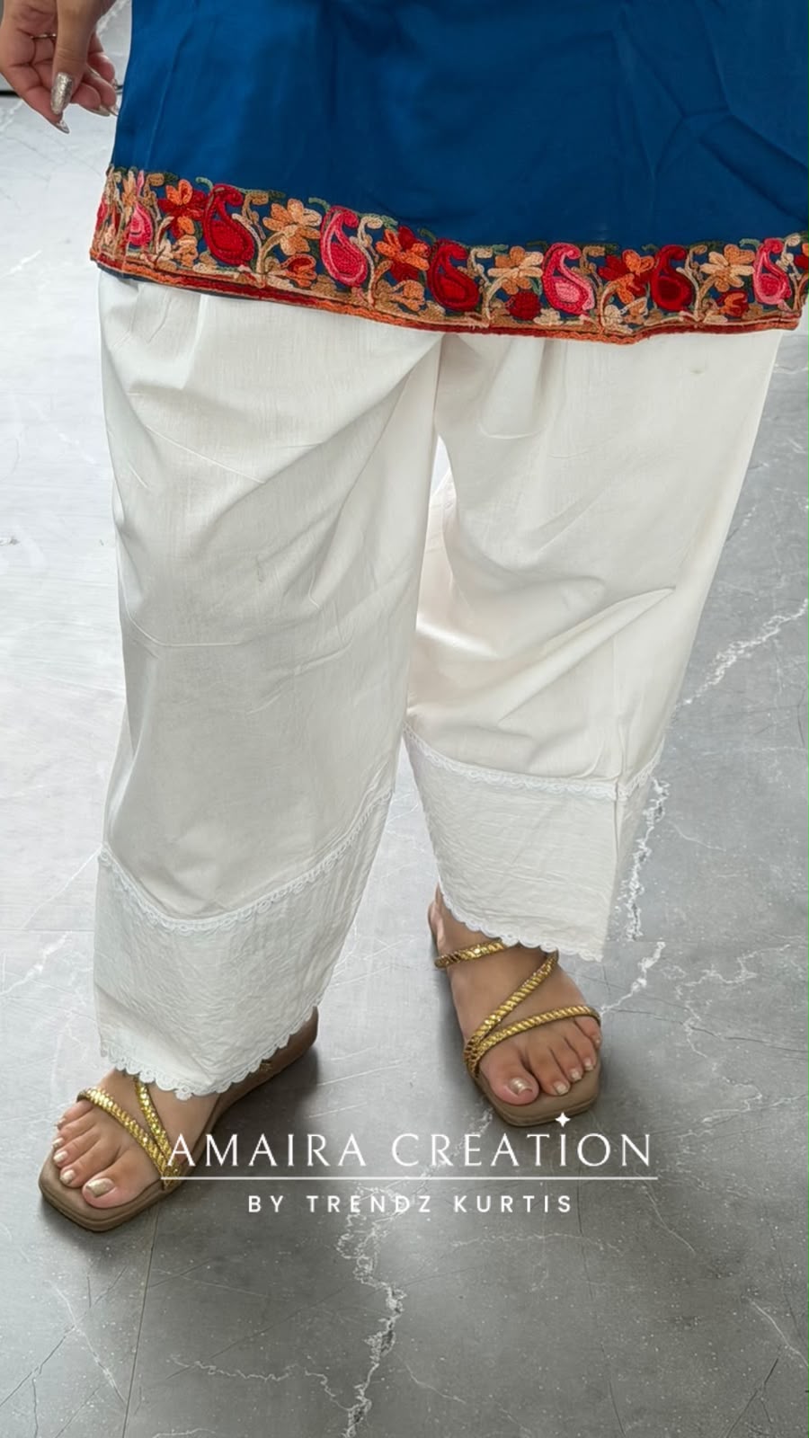 Premium Cotton White Farsi (Bottom Only Free Size)