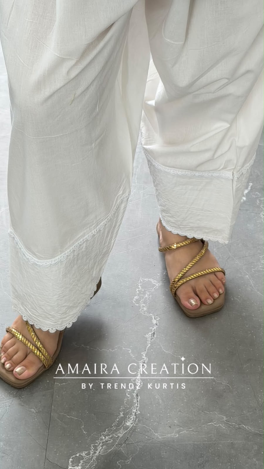 Premium Cotton White Farsi (Bottom Only Free Size)