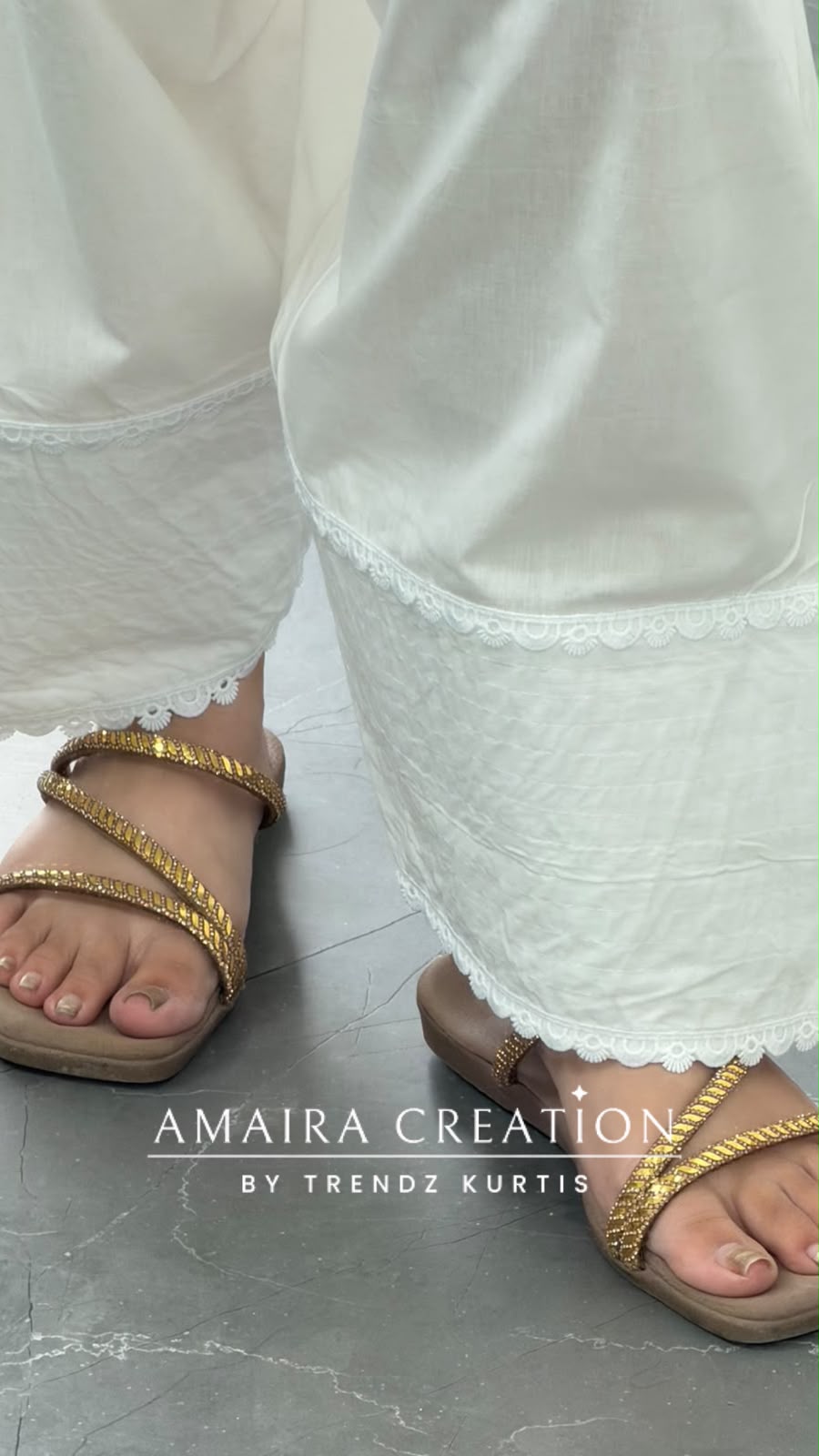 Premium Cotton White Farsi (Bottom Only Free Size)