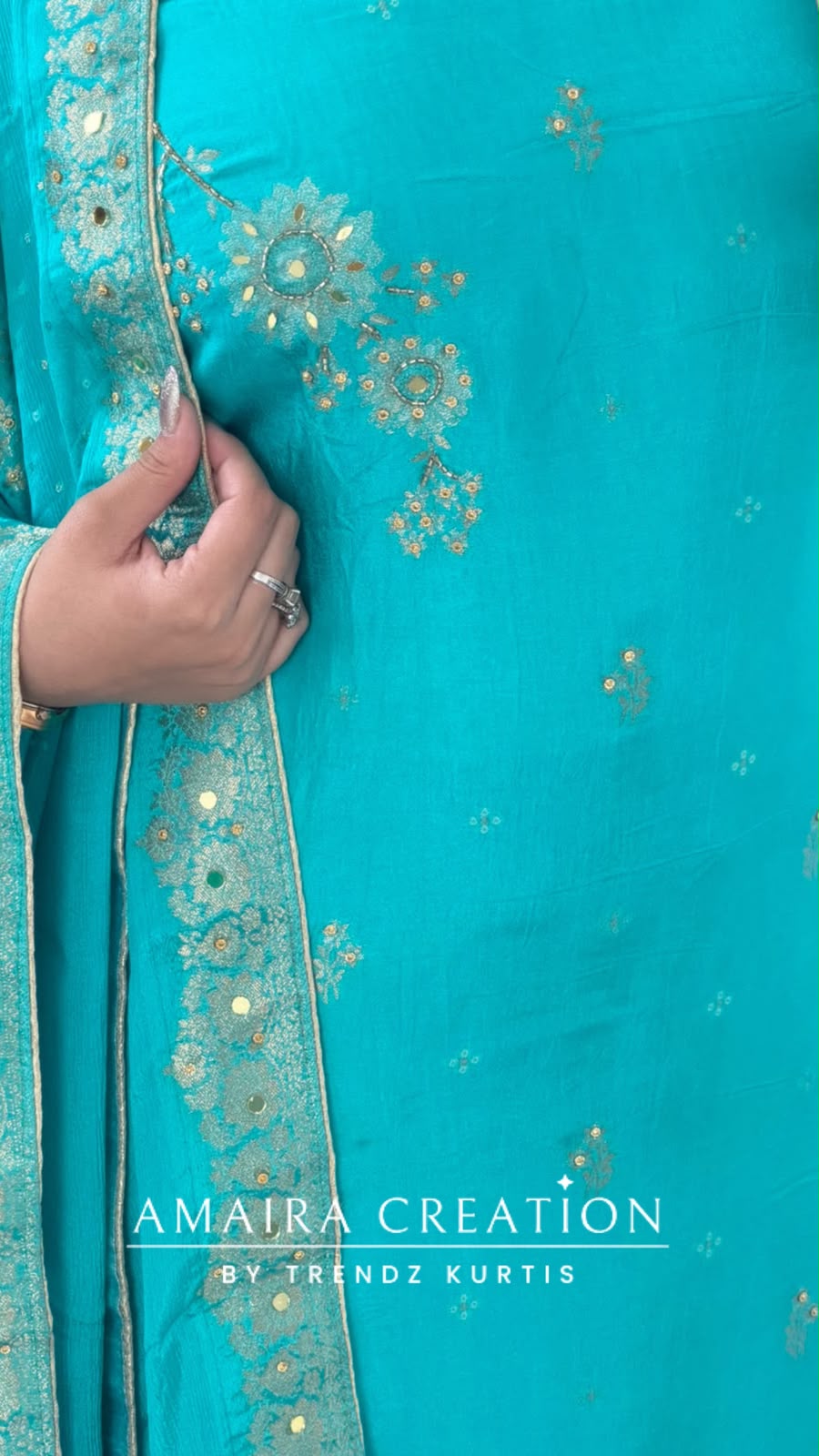 Premium Silk Firozi Colour Unstitch Suit With Full Heavy Silk Dupatta