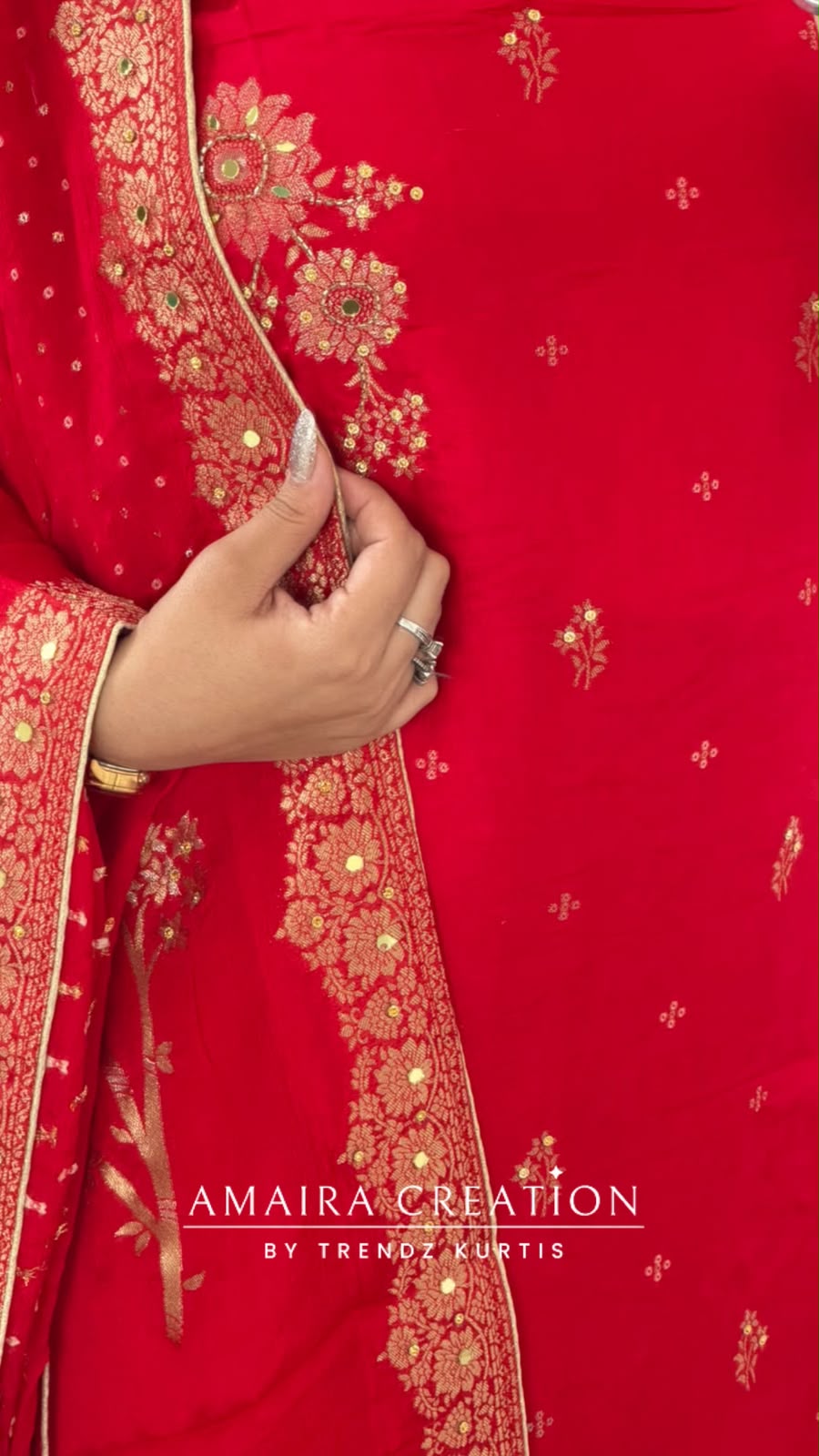 Premium Silk Red Colour Unstitch Suit With Full Heavy Silk Dupatta Rs 3400