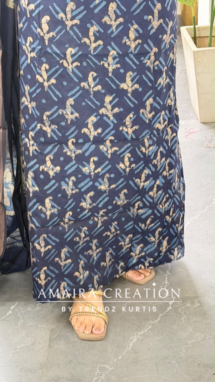 Premium Cotton Navy Blue Colour Unstitch Suit (print 1)