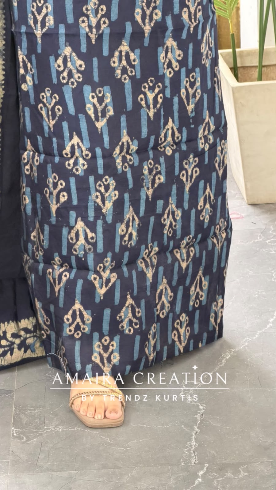 Premium Cotton Navy Blue Colour Unstitch Suit (print 3)