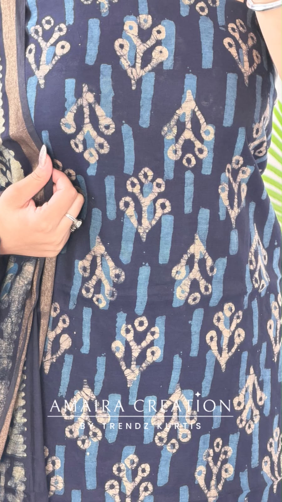 Premium Cotton Navy Blue Colour Unstitch Suit (print 3)