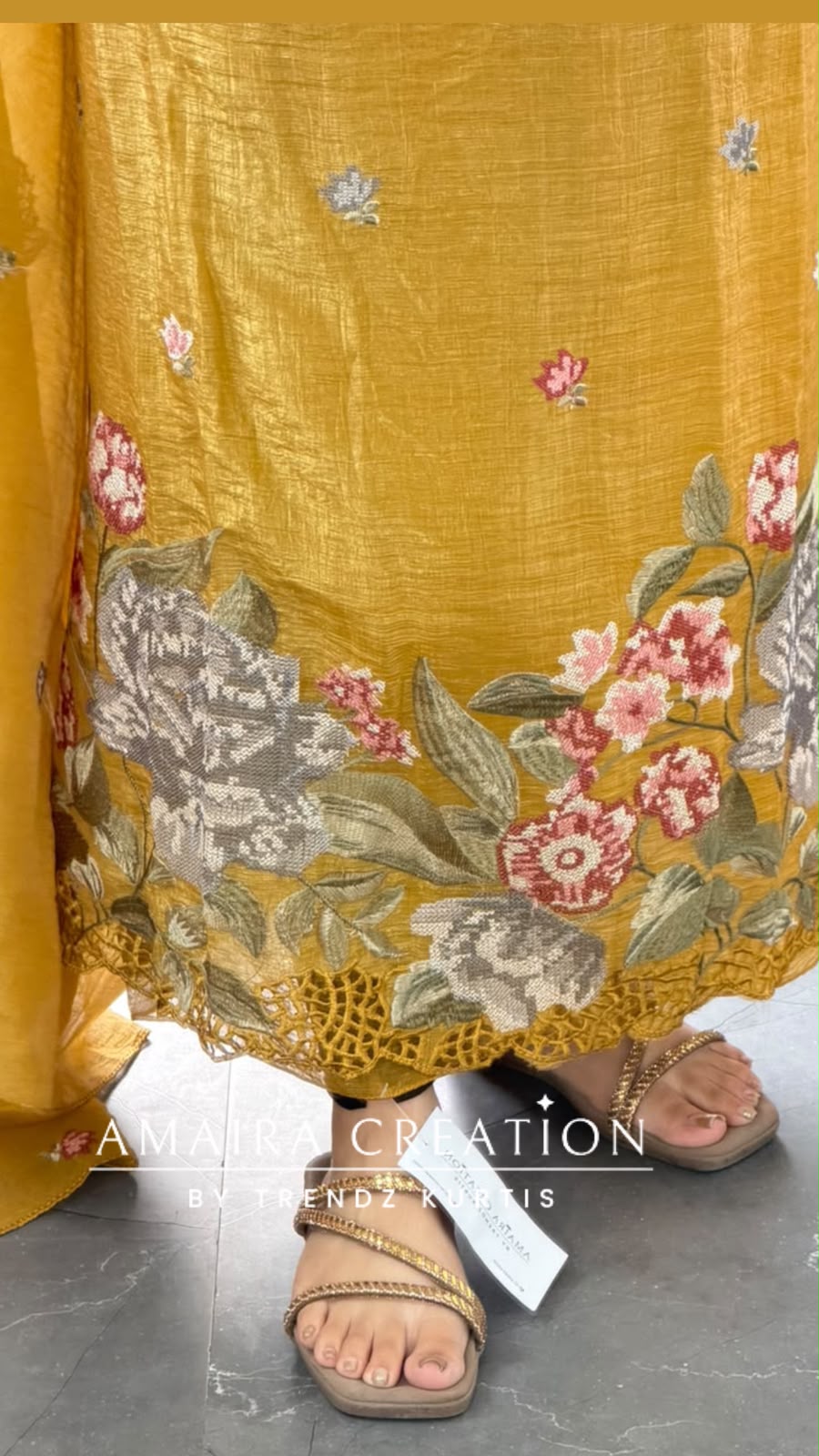 Premium Fendy Fabric Mustard Colour Multi Colour Embroidered  Unstitch Suit