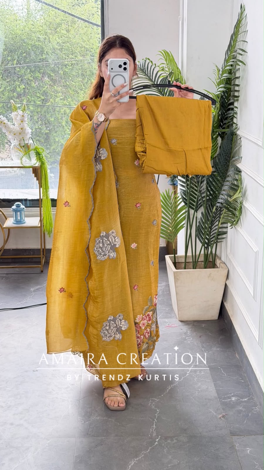Premium Fendy Fabric Mustard Colour Multi Colour Embroidered  Unstitch Suit