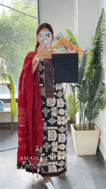 Premium Cotton Black n Beige Colour With Red Colour Bandhni Print Dupatta