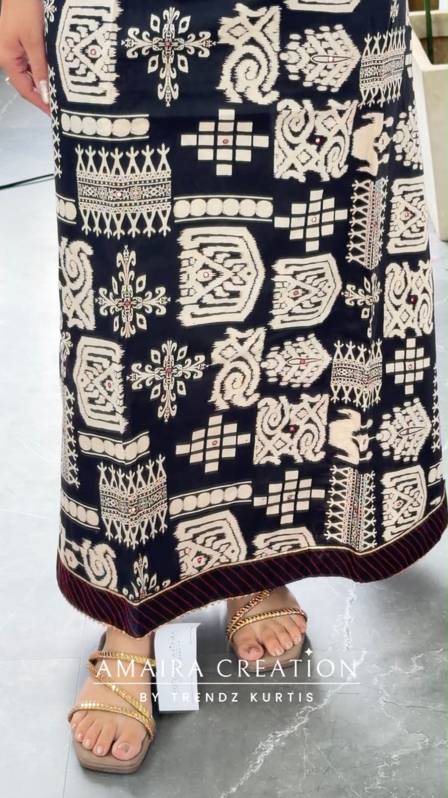 Premium Cotton Black n Beige Colour With Red Colour Bandhni Print Dupatta