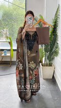 Premium Muslin Brown Colour Beautiful Work Detailing Unstitch Suit