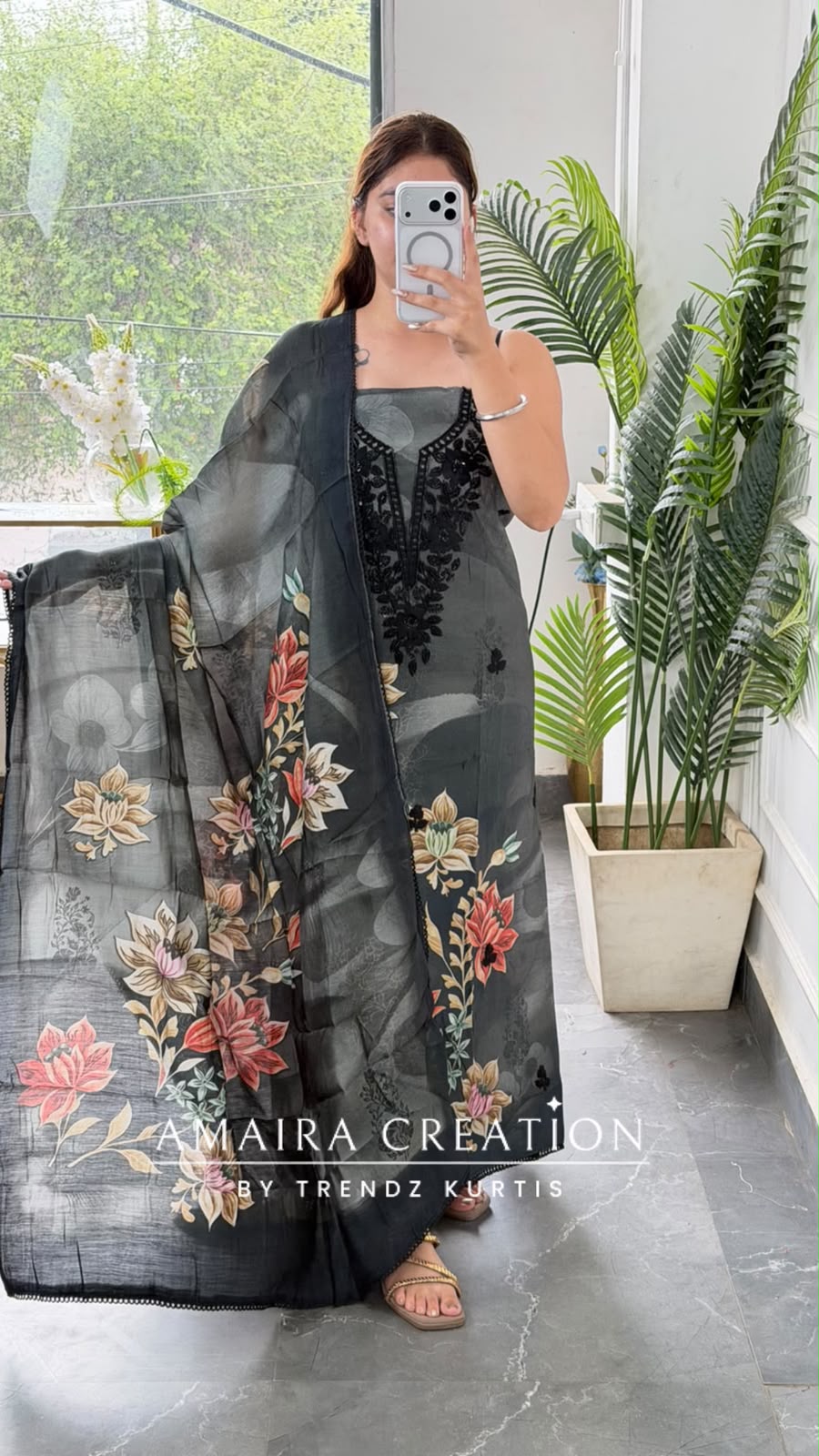 Premium Muslin Black Grey  Colour Beautiful Work Detailing Unstitch Suit