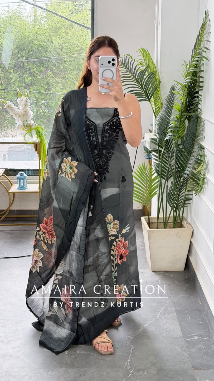 Premium Muslin Black Grey  Colour Beautiful Work Detailing Unstitch Suit