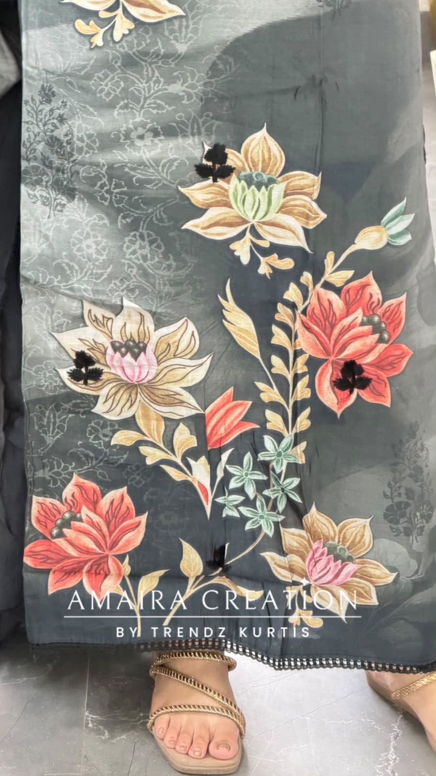 Premium Muslin Black Grey  Colour Beautiful Work Detailing Unstitch Suit