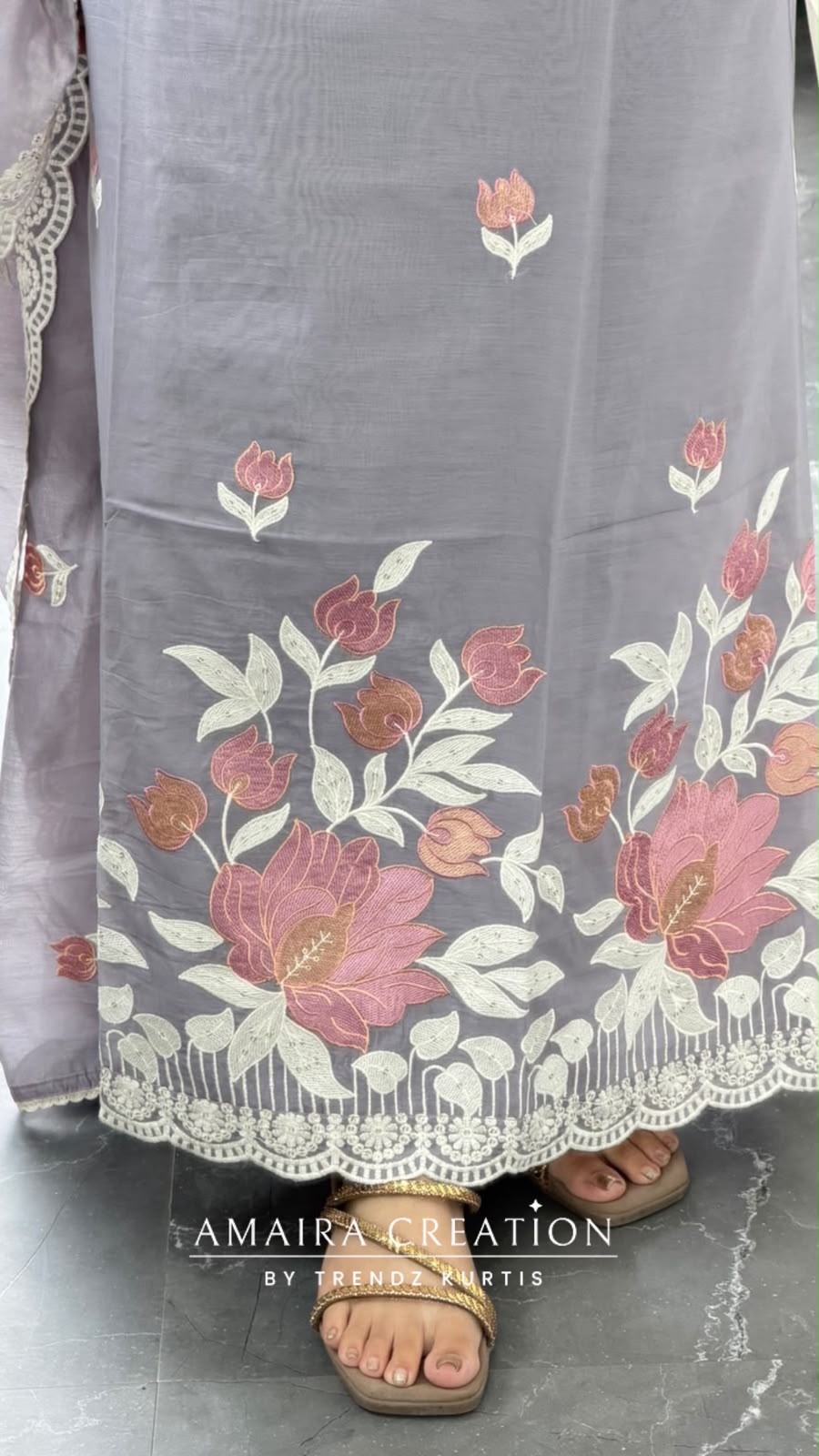 Premium Muslin Pigeon Colour Beautiful Embroidered Unstitch Suit