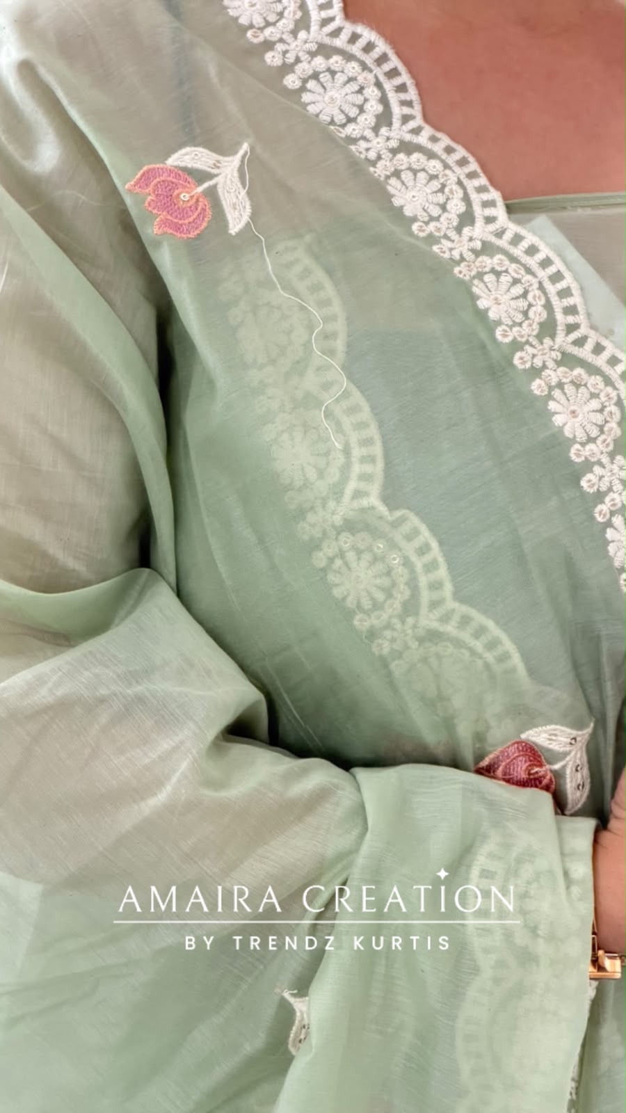Premium Muslin Sage Green Colour Beautiful Embroidered Unstitch Suit