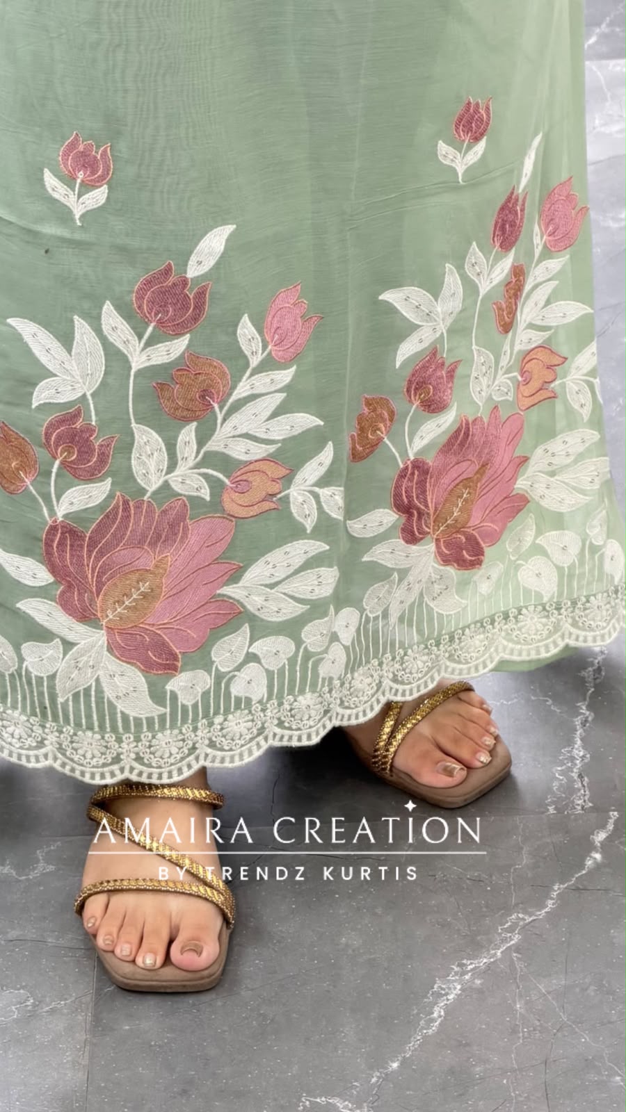 Premium Muslin Sage Green Colour Beautiful Embroidered Unstitch Suit